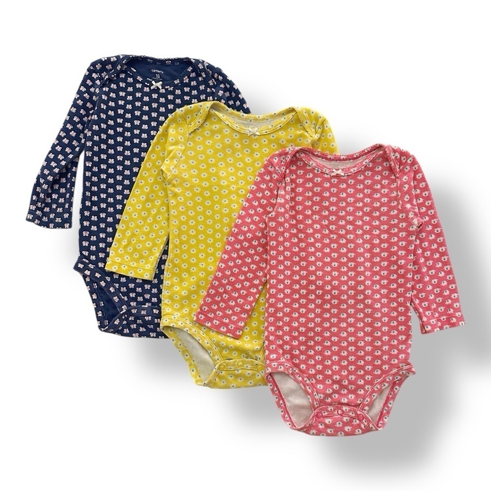 Carter’s | Bundle of Patterned Long Sleeve Bodysuits (18 mos)